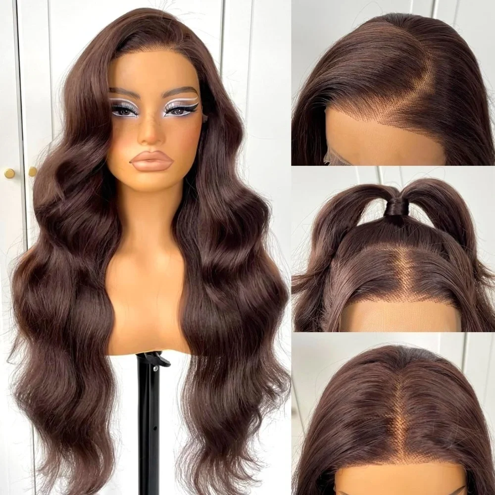 💖Blooming  Chocolate Brown Glueless High-Quality Synthetic Blend Lace Front Wig